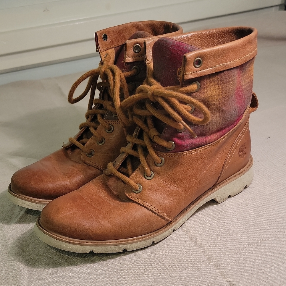 Timberland + Pendleton Bramhall Leather Wool Boots Womens Size 7.5